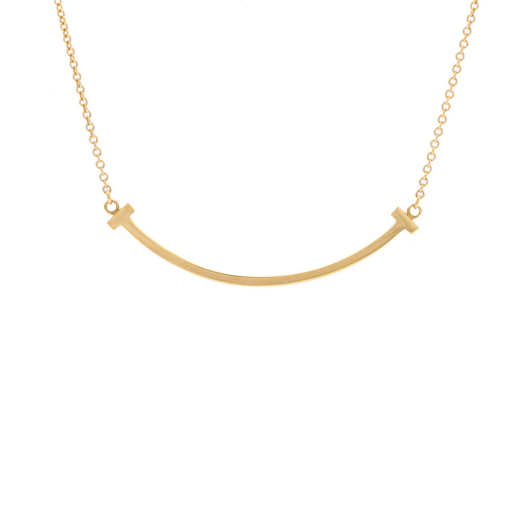 Tiffany & Co. Small T Smile Pendant Necklace 18K Yellow Gold